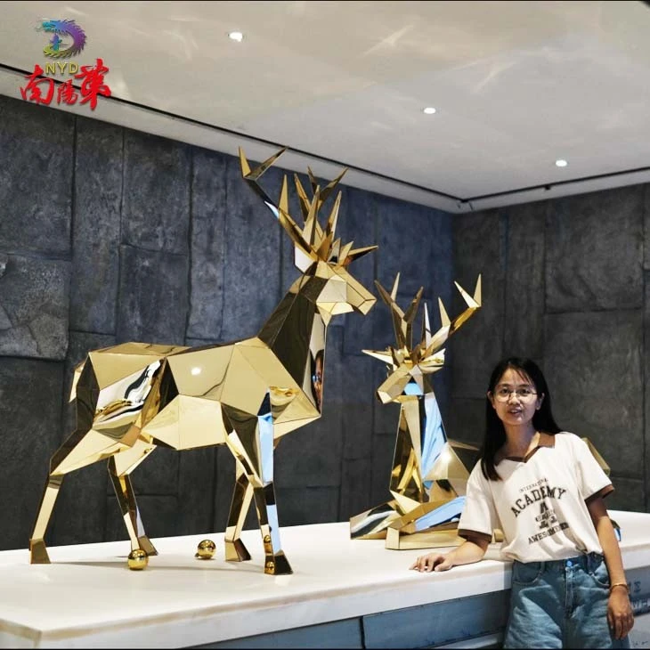 Gold Mirror Reindeer for Garden